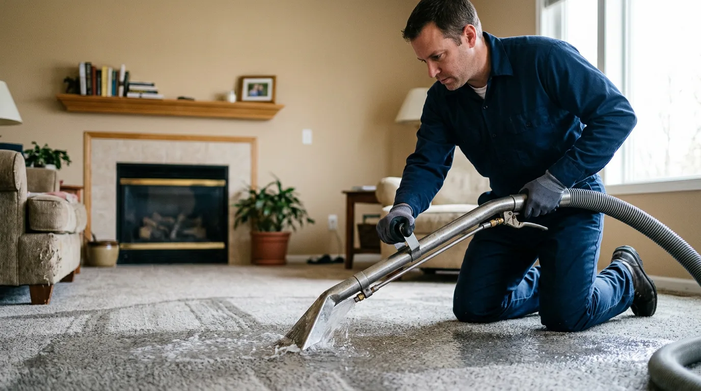 Water damage restoration technician working near Simms, TX